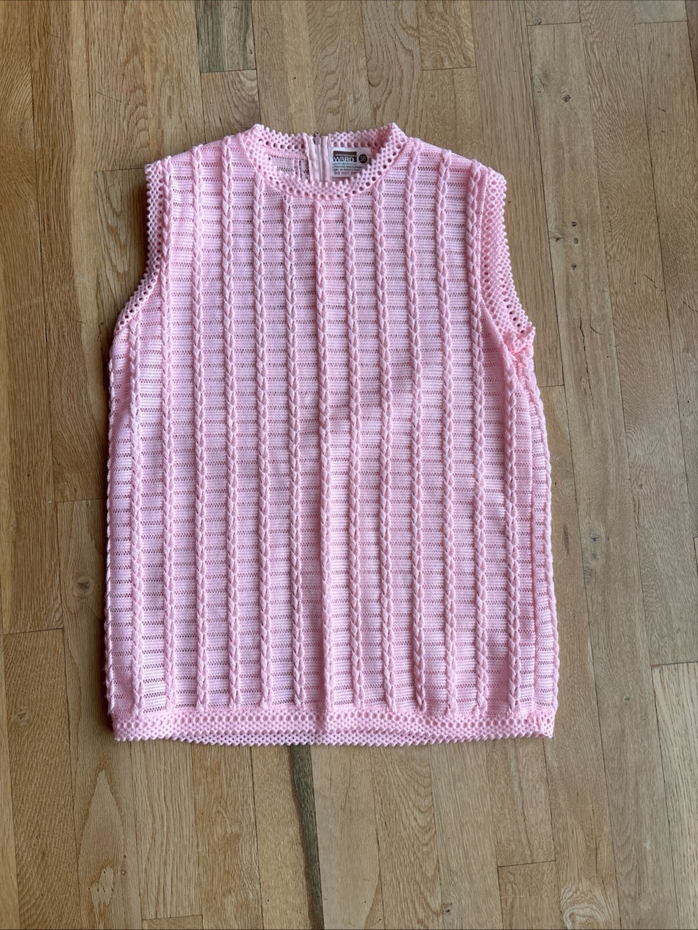 Vintage Montgomery Ward Pink Sleeveless Pullover Sweater Vest Women's 36